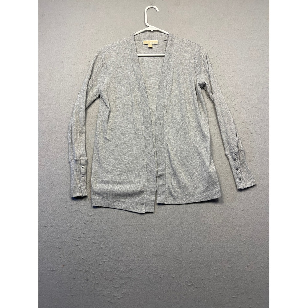MICHAEL Michael Kors Cardigan Ribbed Knit Heather Grey Size P Womens